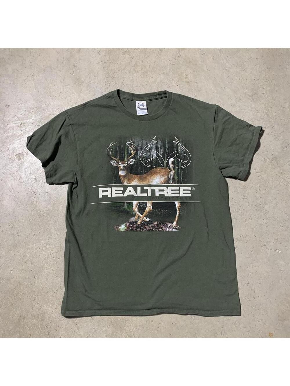 Vintage Y2K Realtree Outfitters Deer Hunting T Shirt Green Mens M Graphic